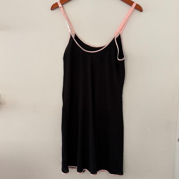 Oscar de la Renta Pink Label Black Floral Embroidered Slip‎ Dress Size M Y2K Vtg - Picture 9 of 16